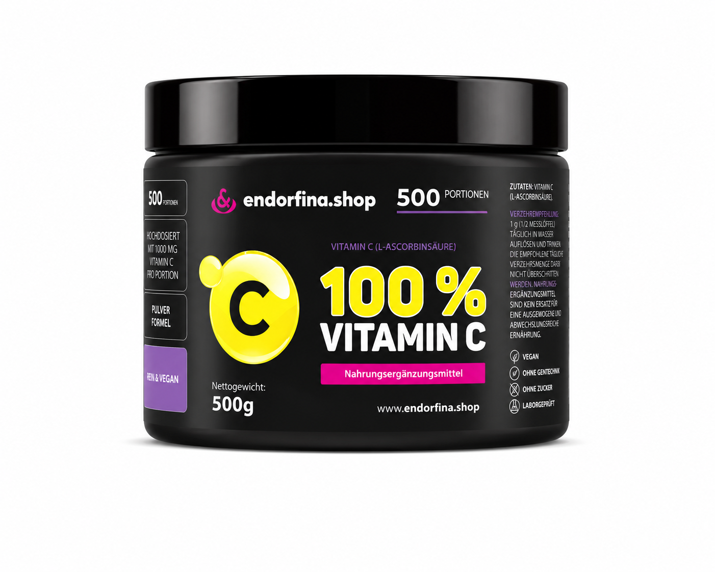 Endorfina.shop – 100% Vitamin C – Pulver (500g)
